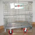 Folding roll wire cage with wheels